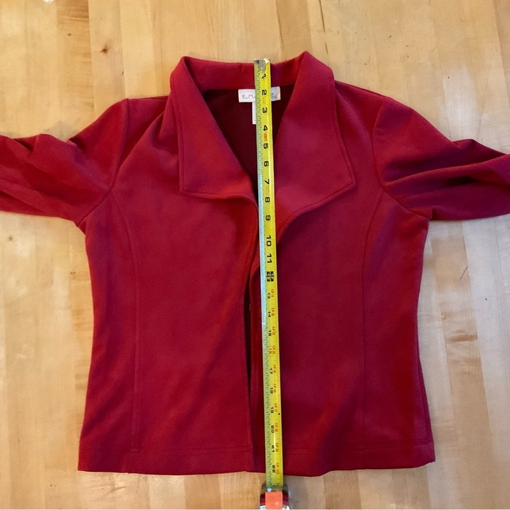 Emmeline Petite Red Faux Suede Open Front Jacket PS - Picture 15 of 15